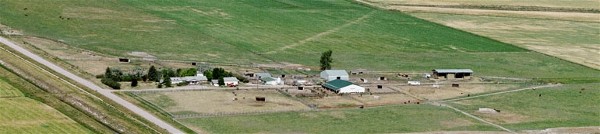 arial view of Prairie Breeze QH Ranch Fairfield, Montana